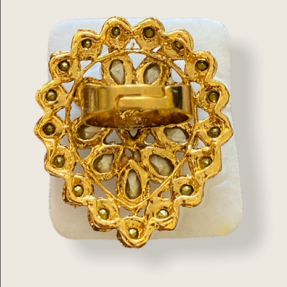 joyeria zircon fashion indian polki ring gold - Picture 2 of 3